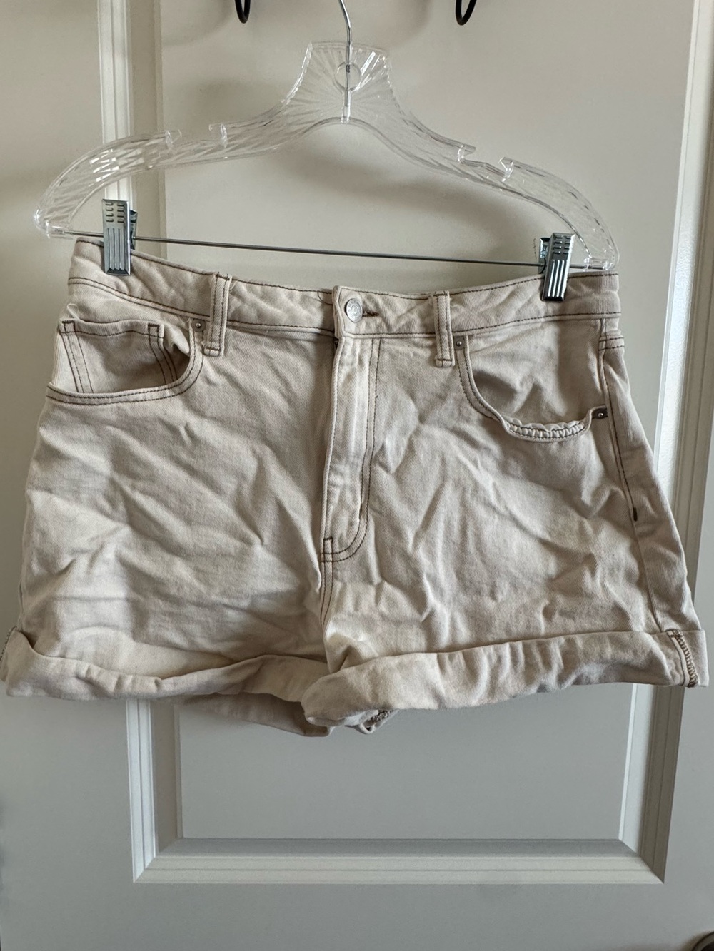 wild fable Cream High-Rise Rolled Hem Jean Shorts
